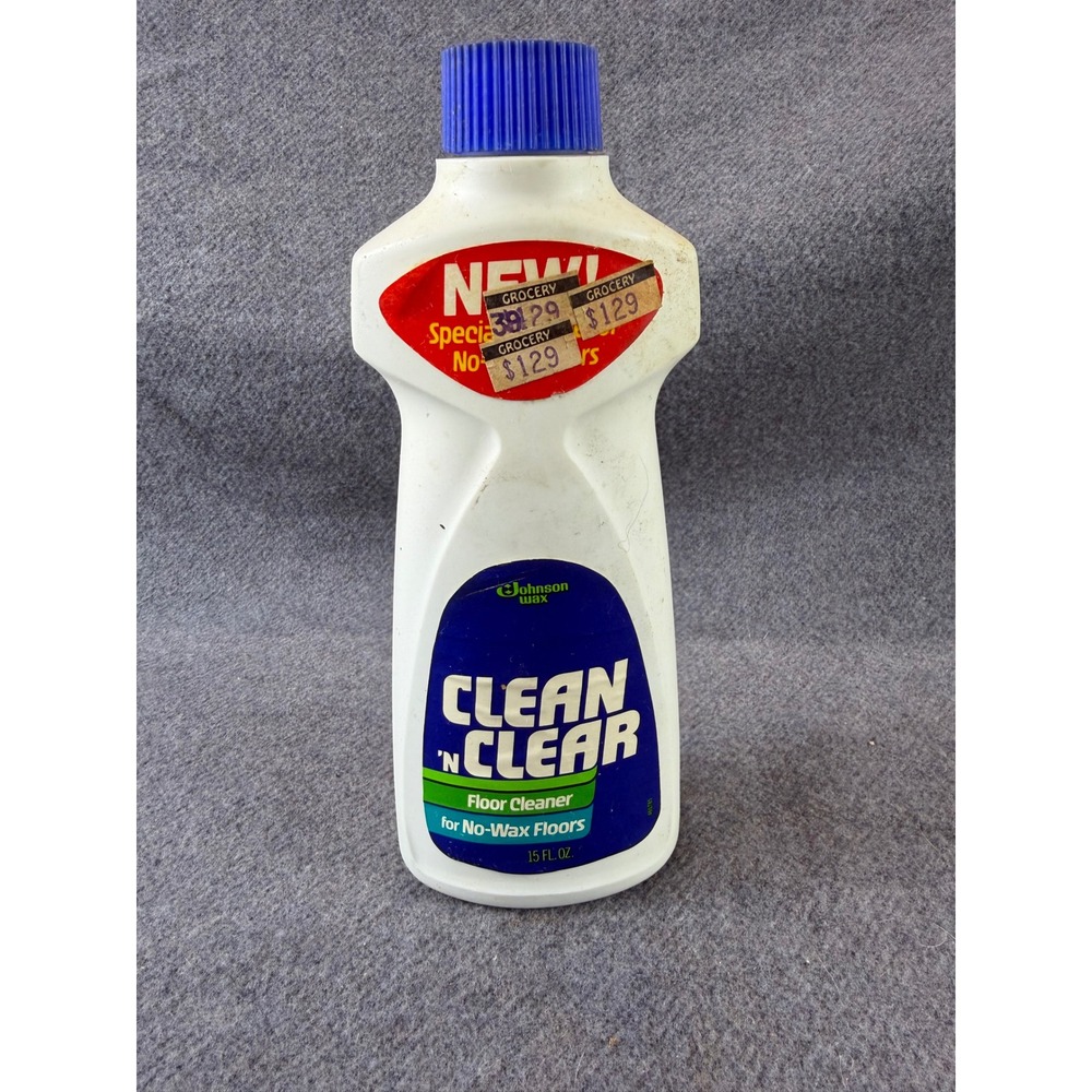 Johnson Wax Clean N Clear Floor Cleaner Vintage 15oz 1982 Bottle